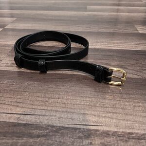 VERA BRADLEY Black Leather Belt with Gold Buckle / Long Strap Bag